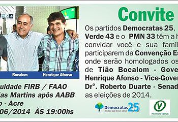 Convenção da coligação "'Produzir para Empregar" acontece nesta quarta-feira, 25