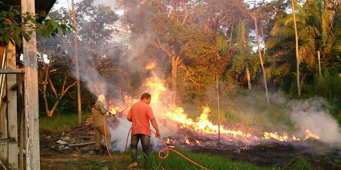 Bombeiros tiveram que agir rápido pra controlar o fogo