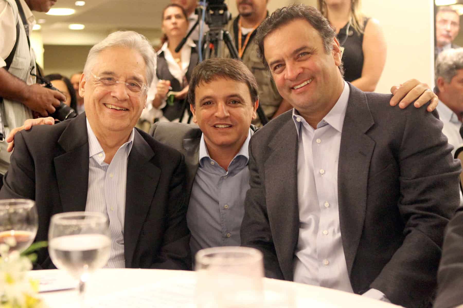 Ex-presidente FHC com Marcio Bittar e Aécio Neves