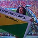 Josi Pequeno leva cartaz “O Acre existe” ao Mané Garrincha em jogo da Copa 2014