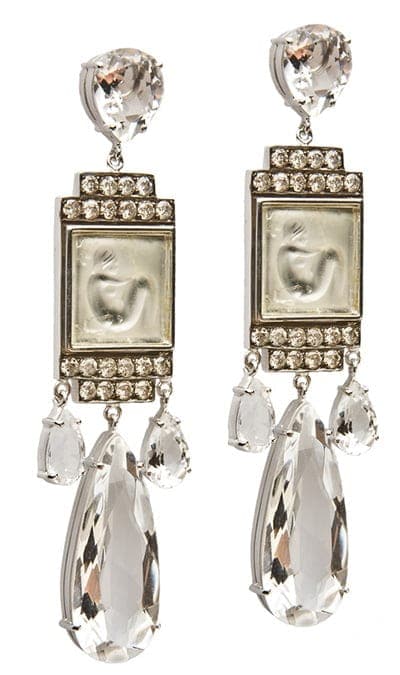  Par de abotoaduras Lalique transformado em brincos. 