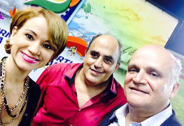 ANIVERSÁRIO - Presidente do Sindicato dos Engenheiros, Tião Fonseca, recebeu na abertura da Jornada Esportiva da Engenharia o presidente da CEESP, Murilo Pinheiro. O registro foi para a fanpage do Programa da Jô. 