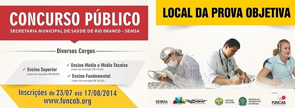 Publicada a lista dos locais de realização das provas do concurso da SEMSA