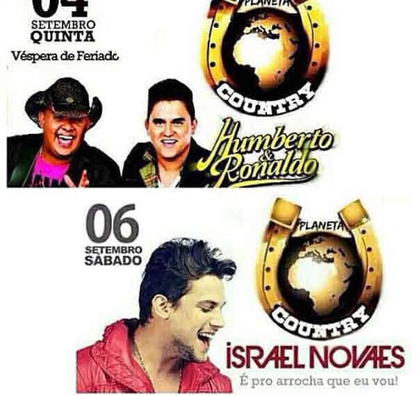 Israel Novaes e Humberto e Ronaldo são as atrações do Planeta Country 2014