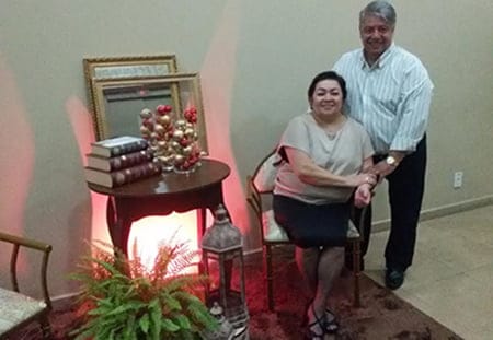 Lúcia e Maurício Prado, proprietários da Empresa Organização Contábil Prado, na festa de confraternização da empresa realizada na Federação do Comércio com Buffet e decoração assinado pela Festah! Tudo de bom!