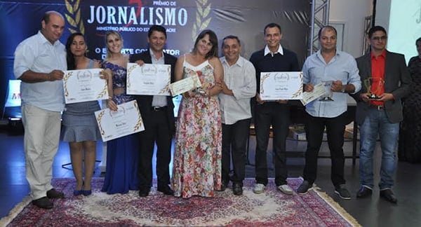 Os jornalistas que concorreram no prêmio do Ministério Público  no Afa Jardim.