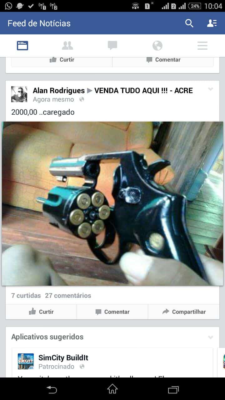 Armas de fogo estão sendo vendidas em redes sociais no Acre