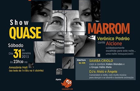 Cantora Verônica Padrão apresenta o show da Marron, dia 31, no buffet do 14 Bis