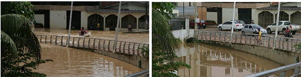 A quarta ponte, ou ponte da Avenida Amadeo Barbosa, teve de ser interditada; mesmo depois da vazante, a ponte continua com água perto