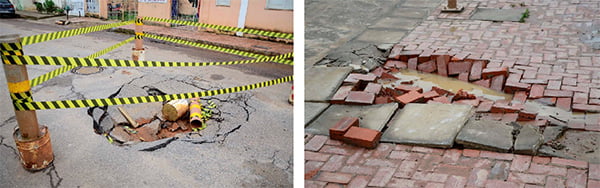 Ruas e calçadas foram danificadas com a força da correnteza e o tempo prolongado em que ficaram sumersas; prefeitura vai precisar de ajuda para repará-las 