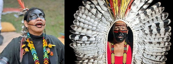 A Pajé Hushahu e o Pajé Matsini durante evento de boas vindas oferecido por Alberto Hiar