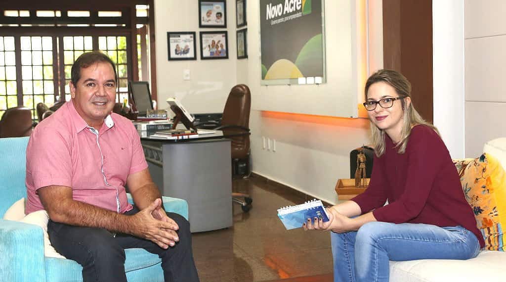 Em visita ao governador, Janaina Guedes, presidente do Iteracre, falou que trabalhos serão retomados em Brasileia e Assis Brasil