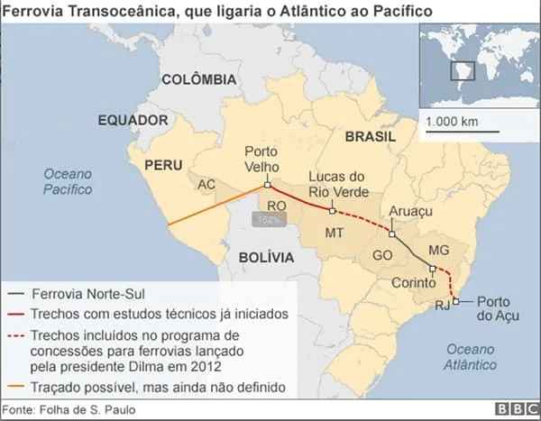 A polêmica ferrovia que a China quer construir na América do Sul