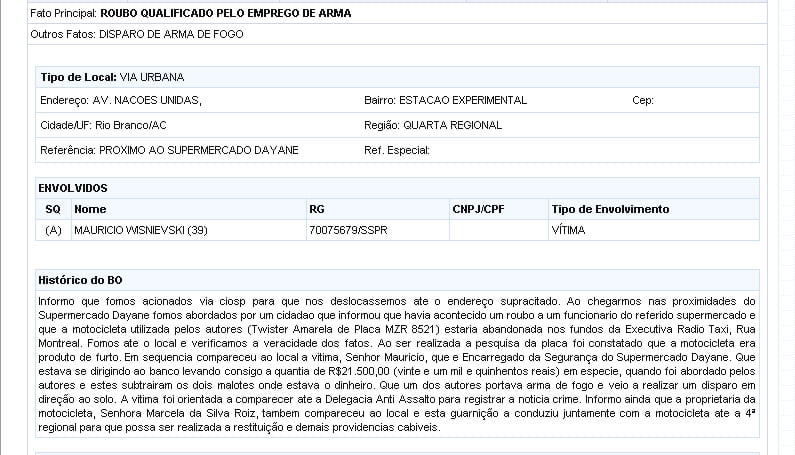 Assaltantes roubam malote com cerca de R$ 22 mil de supermercado
