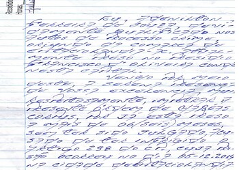 Preso impetra habeas corpus ao TJ/AC escrito à mão