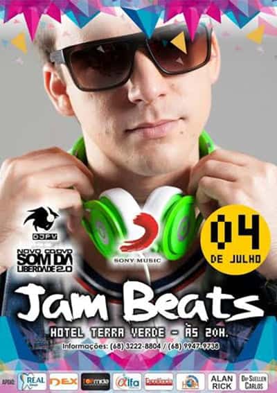 O Dj PV chega em Rio Branco dia 4 próximo para participar da festa JAM Beats, que movimenta os jovens evangélicos no hotel Terra Verde com um super show de música eletrônica. Os convites estão sendo vendidos na Central da Visão, Livraria El Shaday e recepção do hotel Terra Verde. Informações 9934-7320.