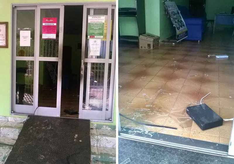 Quebraram o vidro da porta e levaram um televisor