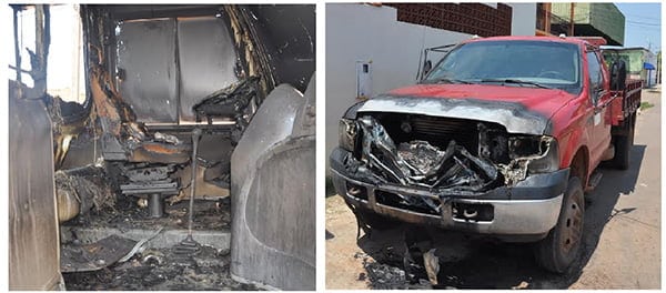 ...Carros também foram queimados. (Fotos: Cedidas)