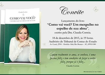 Claudia Correia lança livro nesta sexta-feira, 18