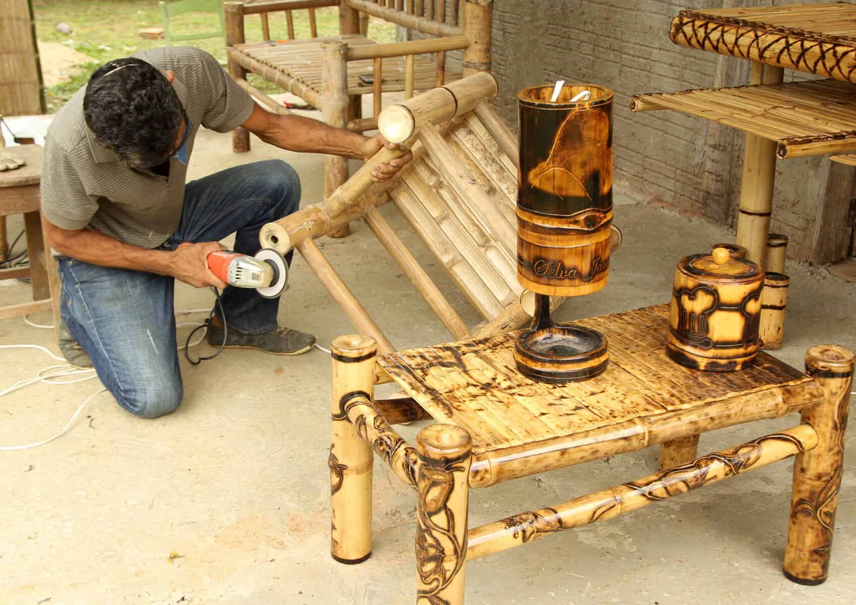 Artesão cultiva bambu e confecciona luminárias, cadeiras e mesas (Foto Ângela PeresSecom)