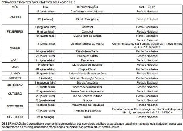 Calendário oficial do governo terá 21 dias de recesso neste ano 2 calendario